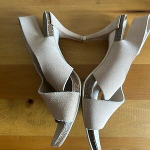 PEDRO GARCIA Cream Suede Libby Criss Cross Slingback Heeled Sandals Size 7.5-8